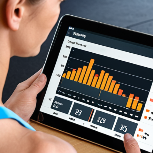 Home 7 **Image:** A personal trainer using a tablet to review a client's fitness data, showing charts and graphs. Focus on the trainer's engaged expression and the clear data on the screen. Include elements like a fitness tracker or health app interface.